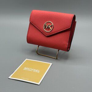 Michael Kors Greenwich Medium Envelope Trifold Wallet Dahlia Saffiano NWT *READ*